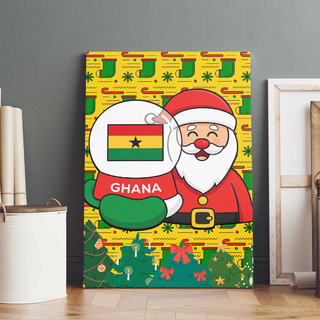 Ghana Christmas Canvas Wall Art Santa Ornament National Coat of Arms and Festive - African Pride