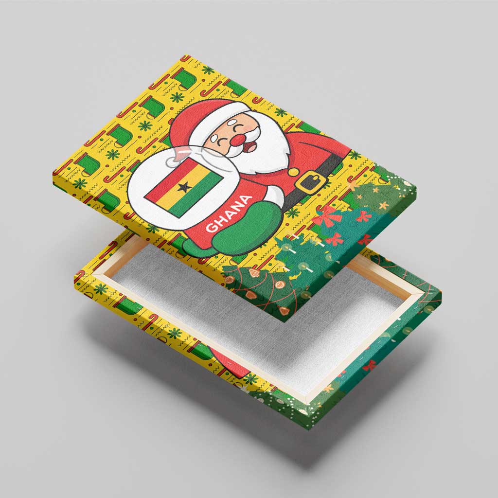 Ghana Christmas Canvas Wall Art Santa Ornament National Coat of Arms and Festive - African Pride