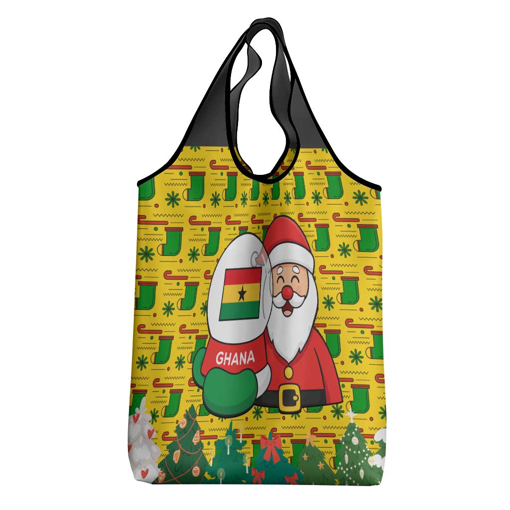 Ghana Christmas Grocery Bag Santa Ornament National Coat of Arms and Festive - African Pride