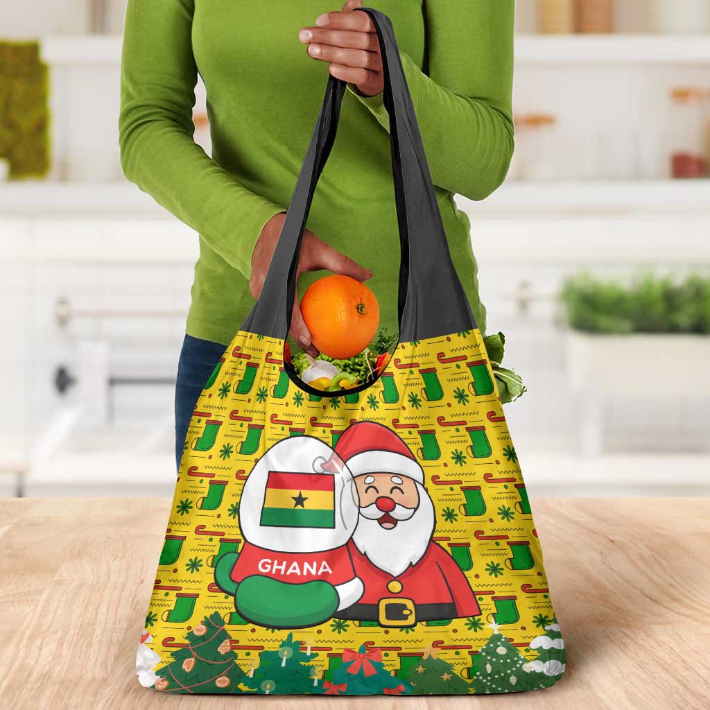 Ghana Christmas Grocery Bag Santa Ornament National Coat of Arms and Festive - African Pride