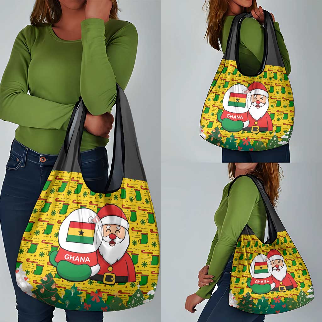 Ghana Christmas Grocery Bag Santa Ornament National Coat of Arms and Festive - African Pride