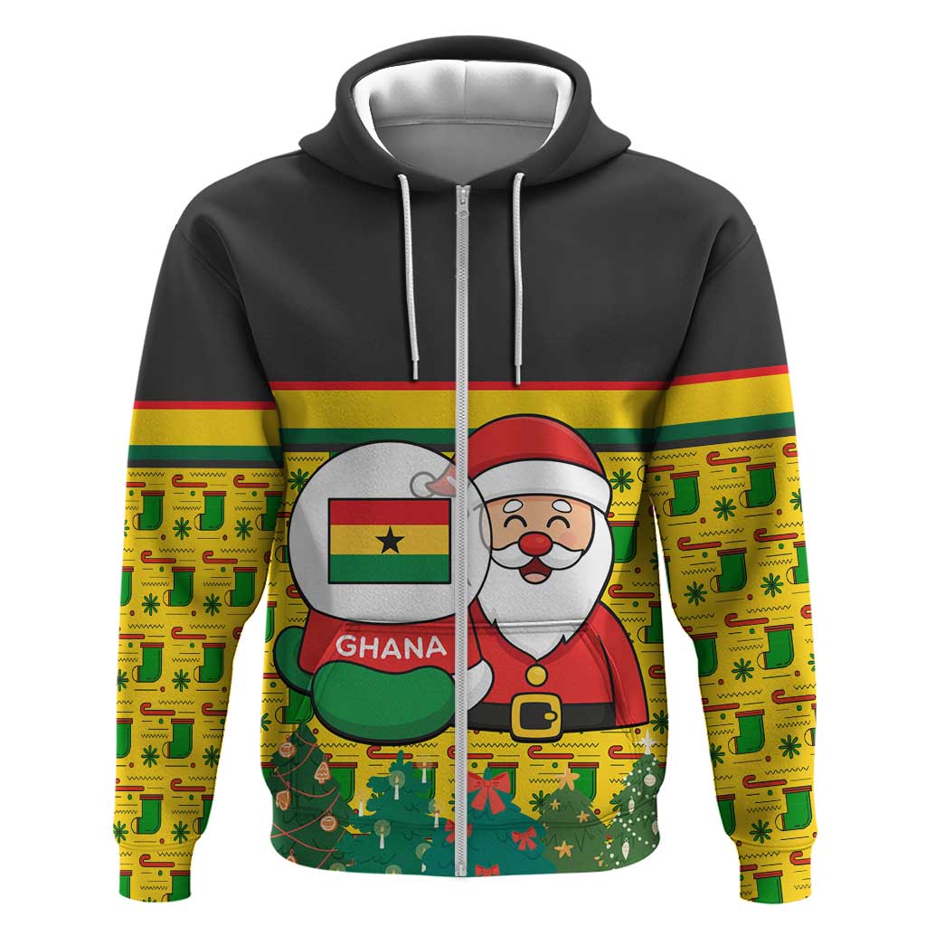 Ghana Christmas Hoodie Santa Ornament National Coat of Arms and Festive - African Pride