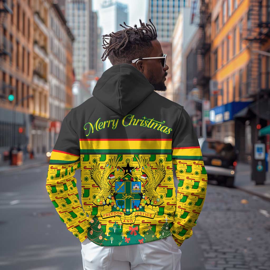 Ghana Christmas Hoodie Santa Ornament National Coat of Arms and Festive - African Pride