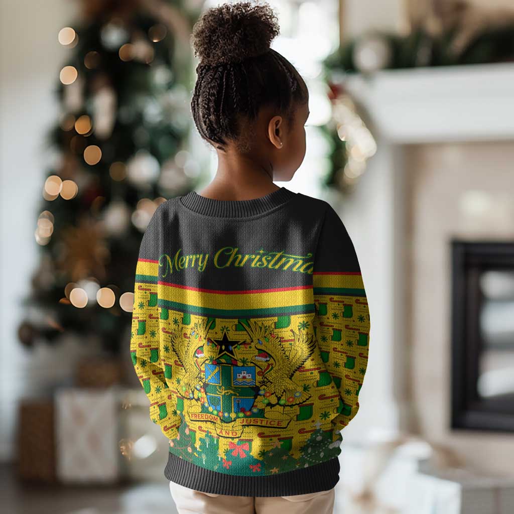 Ghana Christmas Kid Ugly Christmas Sweater Santa Ornament National Coat of Arms and Festive - African Pride