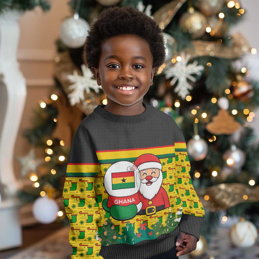 Ghana Christmas Kid Ugly Christmas Sweater Santa Ornament National Coat of Arms and Festive - African Pride