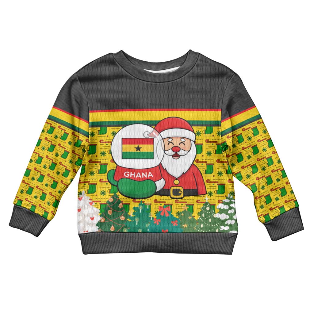 Ghana Christmas Kid Ugly Christmas Sweater Santa Ornament National Coat of Arms and Festive - African Pride