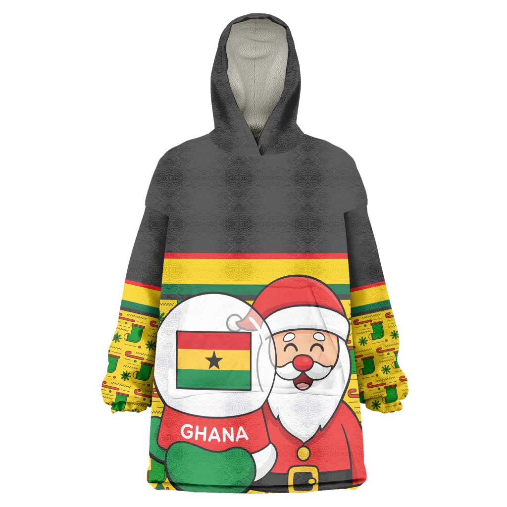 Ghana Christmas Kid Wearable Blanket Hoodie Santa Ornament National Coat of Arms and Festive - African Pride
