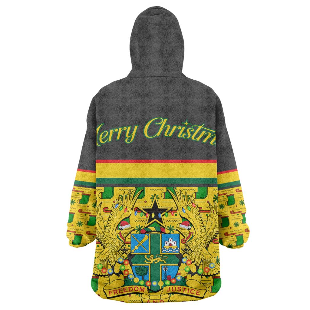 Ghana Christmas Kid Wearable Blanket Hoodie Santa Ornament National Coat of Arms and Festive - African Pride