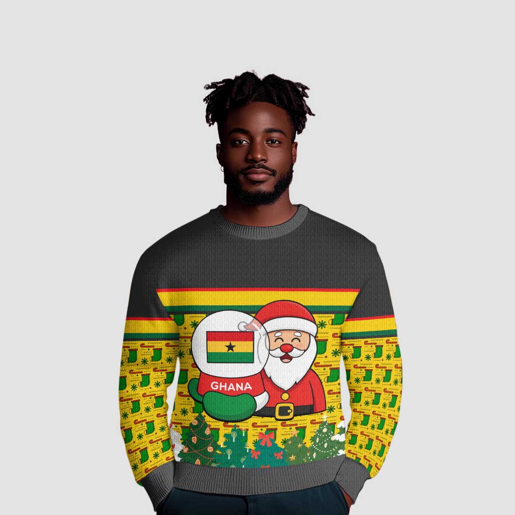 Ghana Christmas Ugly Christmas Sweater Santa Ornament National Coat of Arms and Festive - African Pride