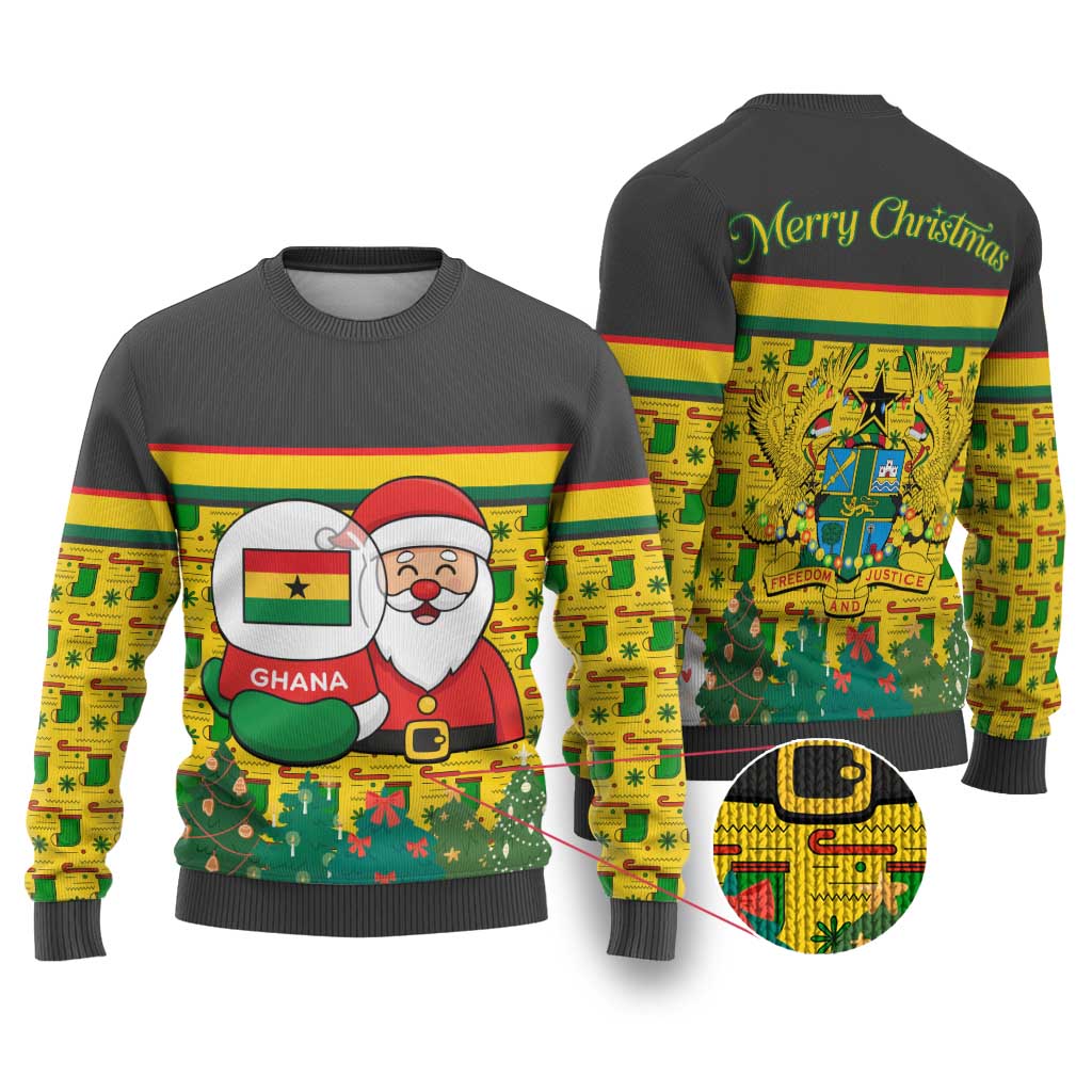 Ghana Christmas Ugly Christmas Sweater Santa Ornament National Coat of Arms and Festive - African Pride