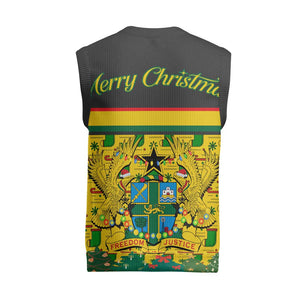 Ghana Christmas Knitted V-Neck Vest Santa Ornament National Coat of Arms and Festive - African Pride