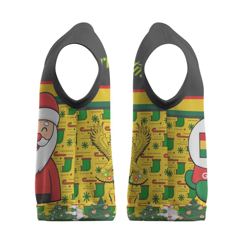 Ghana Christmas Knitted V-Neck Vest Santa Ornament National Coat of Arms and Festive - African Pride