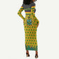 Ghana Christmas Long Sleeve Bodycon Dress Santa Ornament National Coat of Arms and Festive - African Pride