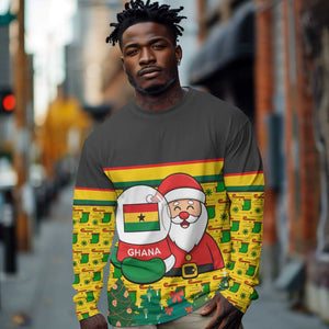 Ghana Christmas Long Sleeve Shirt Santa Ornament National Coat of Arms and Festive - African Pride