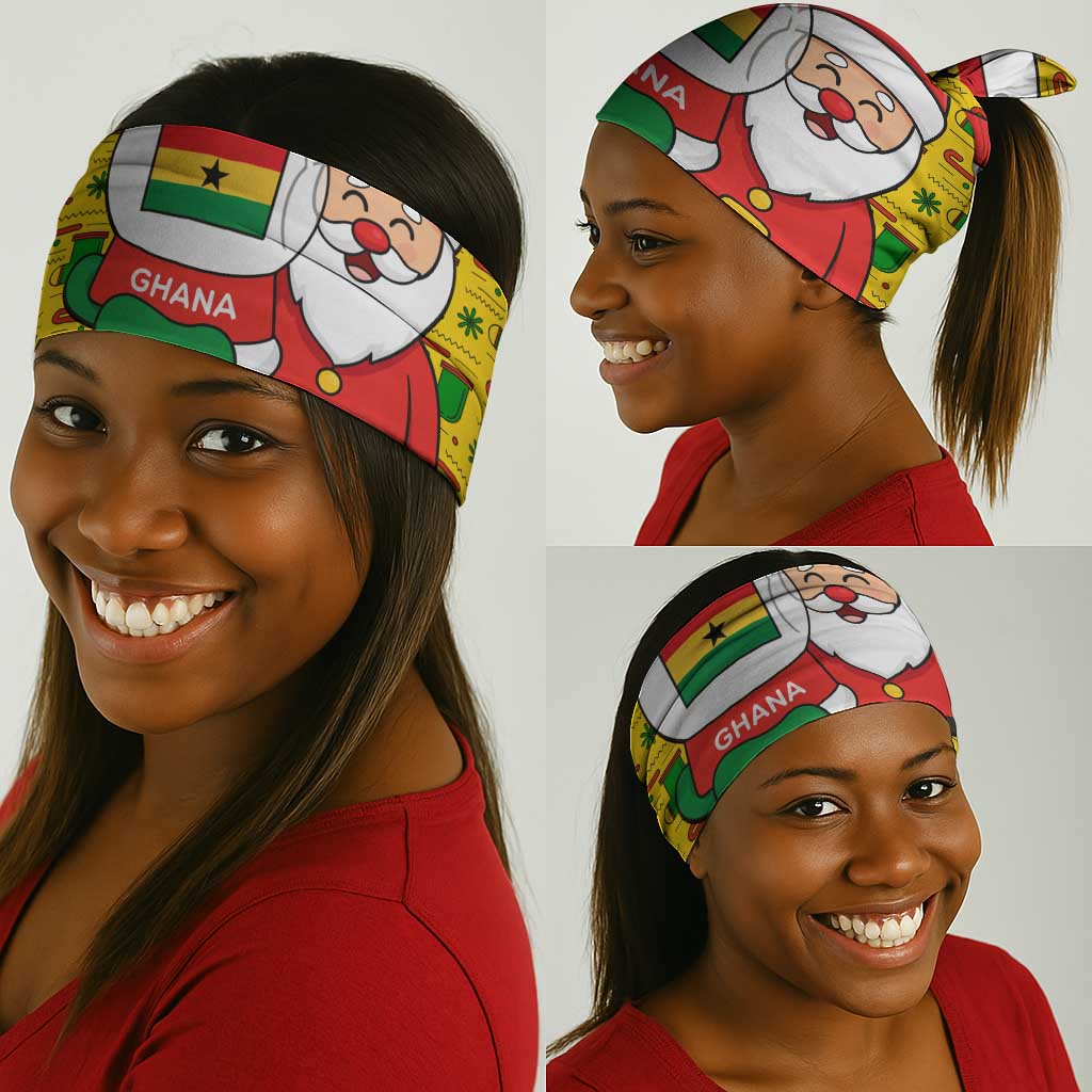 Ghana Christmas Neck Gaiter Santa Ornament National Coat of Arms and Festive - African Pride