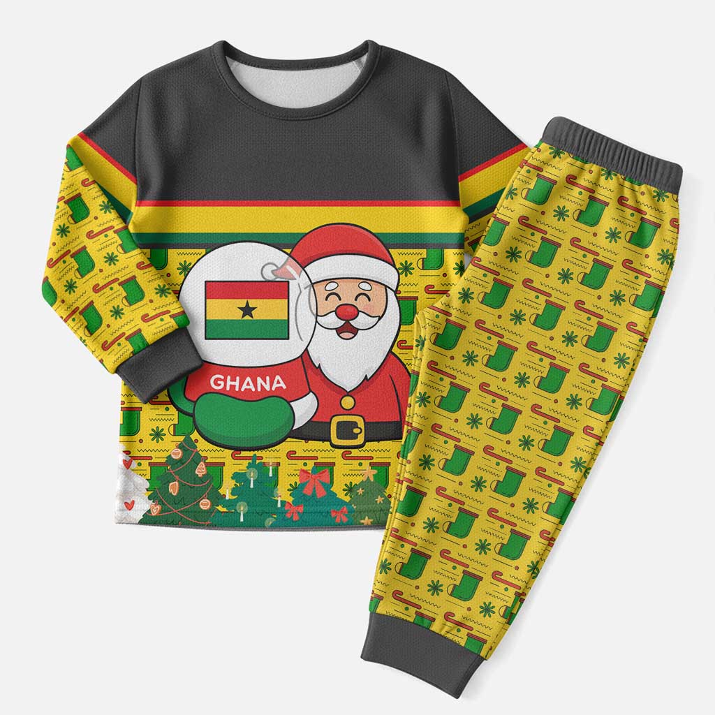 Ghana Christmas Pajama Set Santa Ornament National Coat of Arms and Festive - African Pride