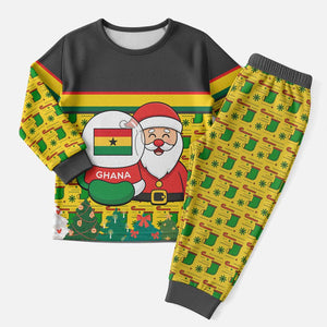 Ghana Christmas Pajama Set Santa Ornament National Coat of Arms and Festive - African Pride