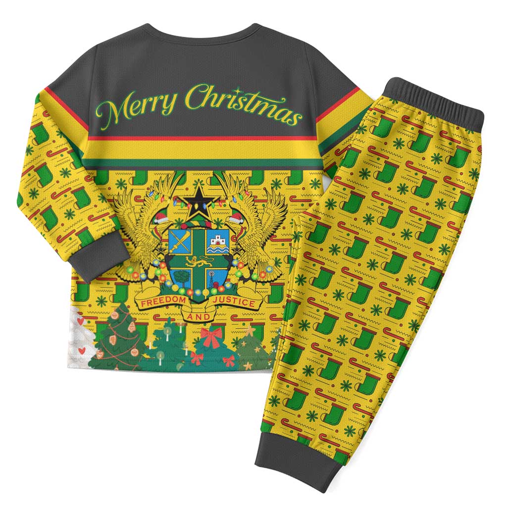 Ghana Christmas Pajama Set Santa Ornament National Coat of Arms and Festive - African Pride