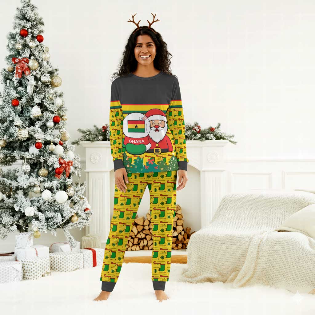 Ghana Christmas Pajama Set Santa Ornament National Coat of Arms and Festive - African Pride