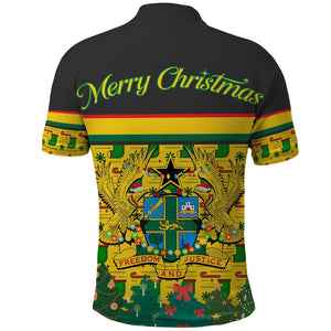 Ghana Christmas Polo Shirt Santa Ornament National Coat of Arms and Festive - African Pride