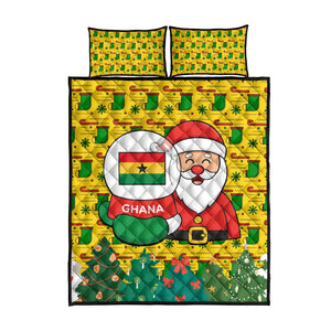 Ghana Christmas Quilt Bed Set Santa Ornament National Coat of Arms and Festive - African Pride