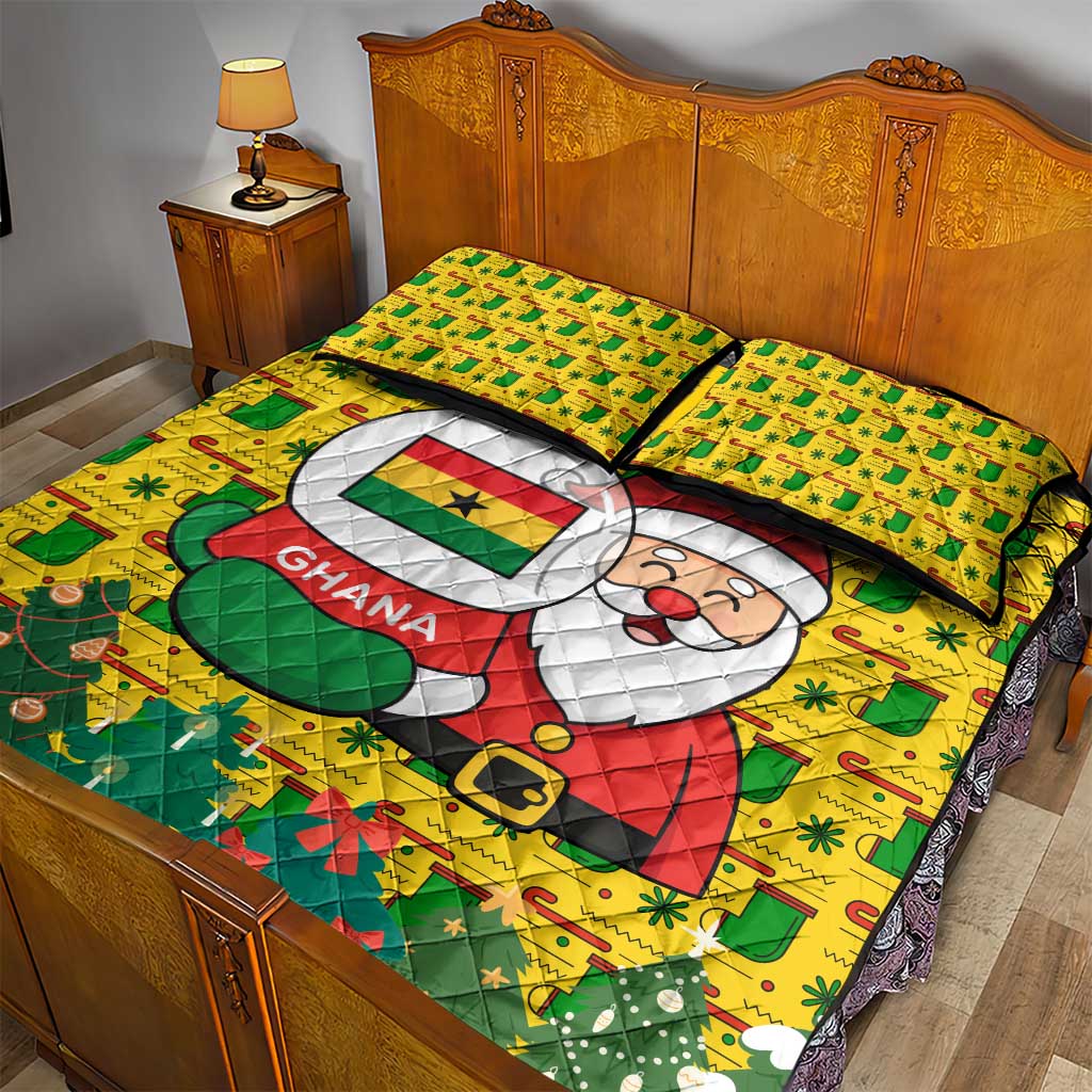 Ghana Christmas Quilt Bed Set Santa Ornament National Coat of Arms and Festive - African Pride
