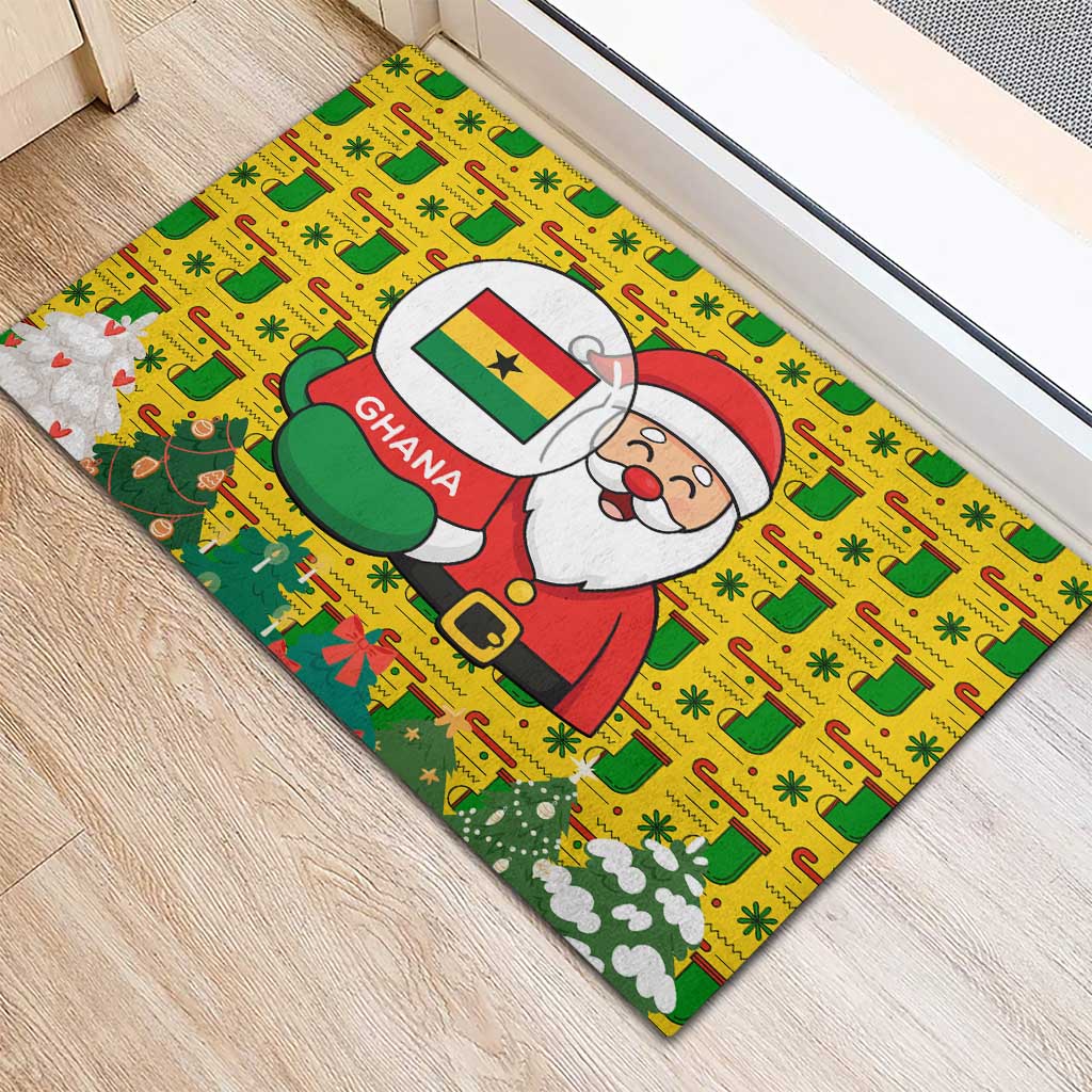 Ghana Christmas Rubber Doormat Santa Ornament National Coat of Arms and Festive - African Pride