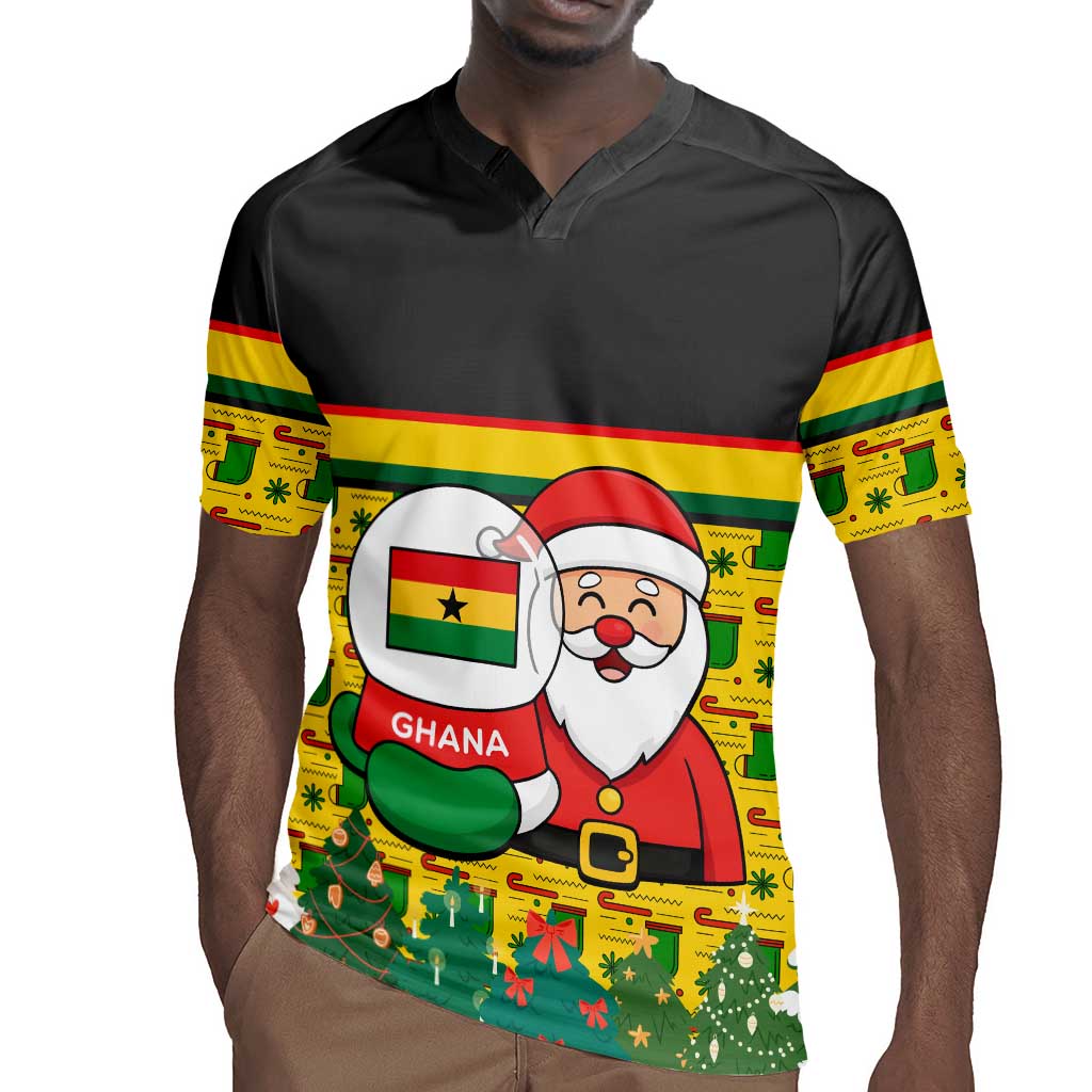 Ghana Christmas Rugby Jersey Santa Ornament National Coat of Arms and Festive - African Pride