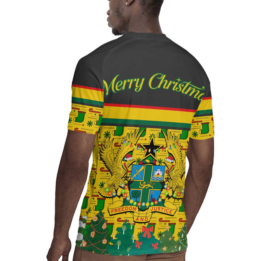 Ghana Christmas Rugby Jersey Santa Ornament National Coat of Arms and Festive - African Pride