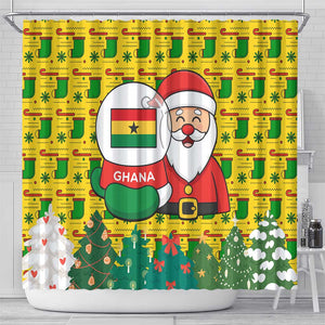 Ghana Christmas Shower Curtain Santa Ornament National Coat of Arms and Festive - African Pride