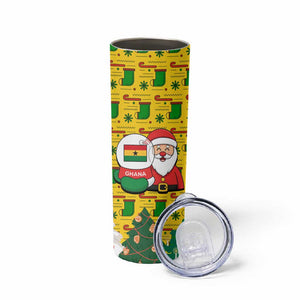 Ghana Christmas Skinny Tumbler Santa Ornament National Coat of Arms and Festive - African Pride