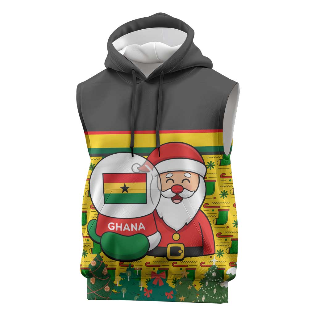 Ghana Christmas Sleeveless Hoodie Santa Ornament National Coat of Arms and Festive - African Pride