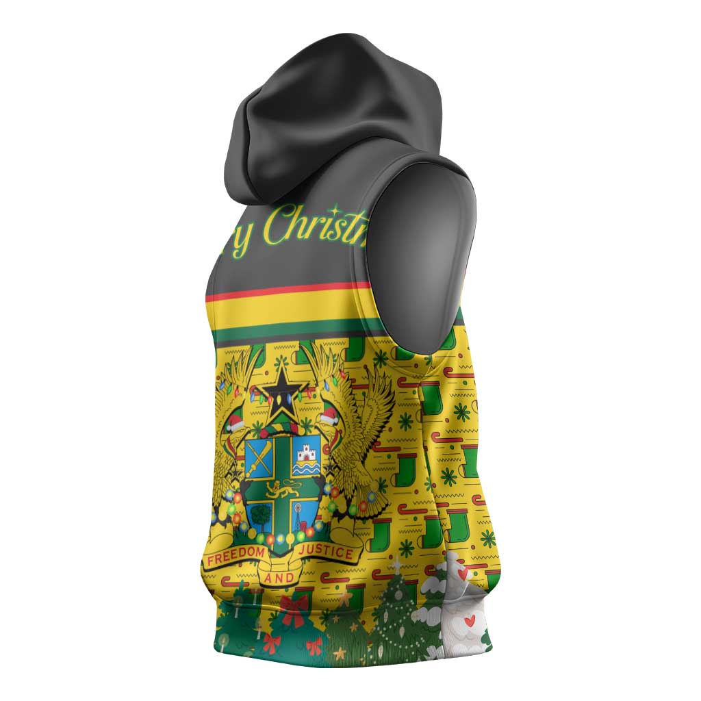 Ghana Christmas Sleeveless Hoodie Santa Ornament National Coat of Arms and Festive - African Pride