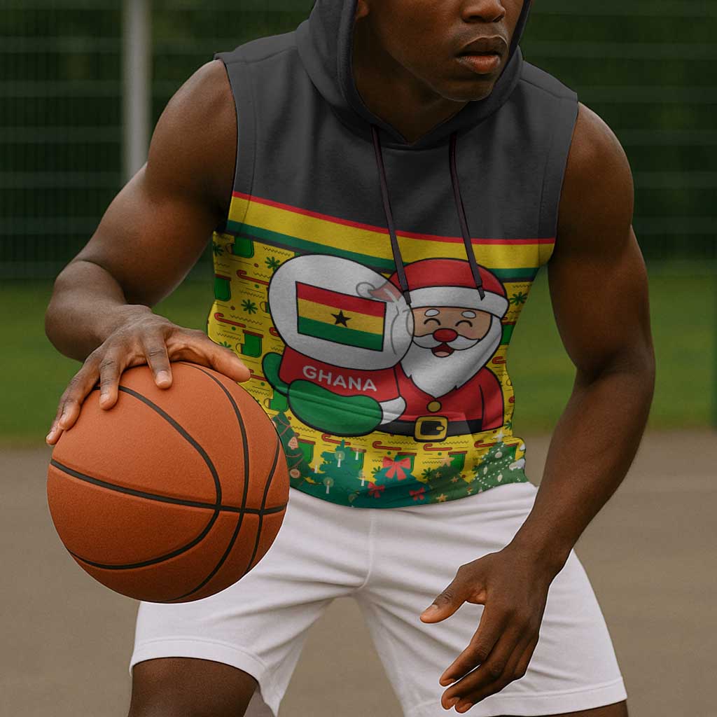 Ghana Christmas Sleeveless Hoodie Santa Ornament National Coat of Arms and Festive - African Pride