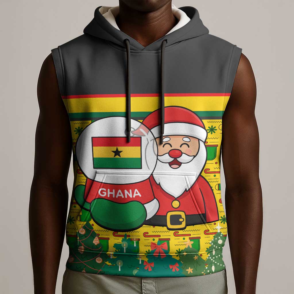Ghana Christmas Sleeveless Hoodie Santa Ornament National Coat of Arms and Festive - African Pride