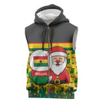 Ghana Christmas Sleeveless Zip Hoodie Santa Ornament National Coat of Arms and Festive - African Pride