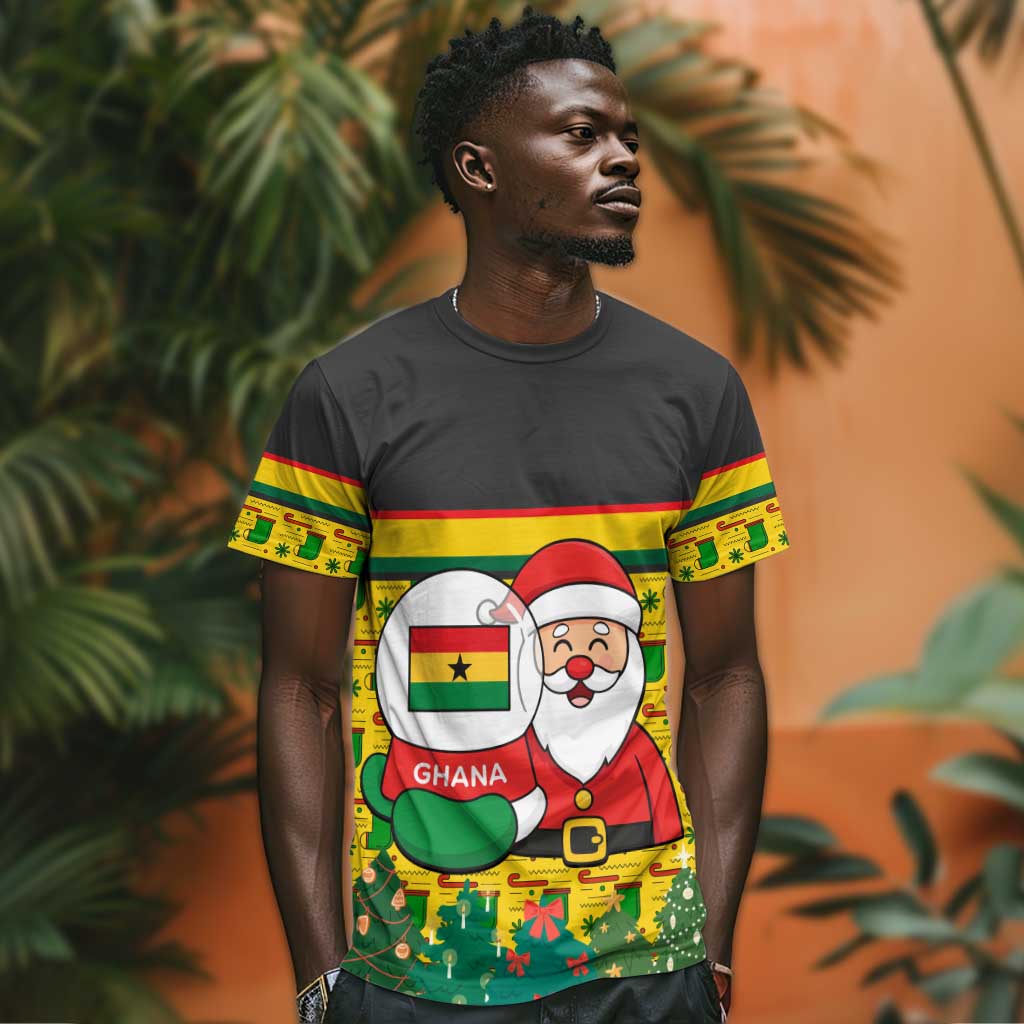 Ghana Christmas T shirt Santa Ornament National Coat of Arms and Festive - African Pride