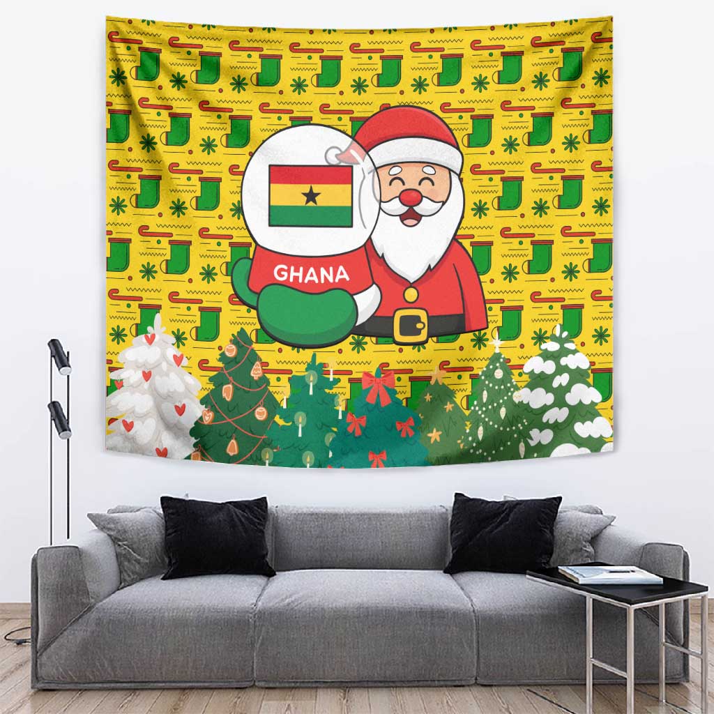 Ghana Christmas Tapestry Santa Ornament National Coat of Arms and Festive - African Pride
