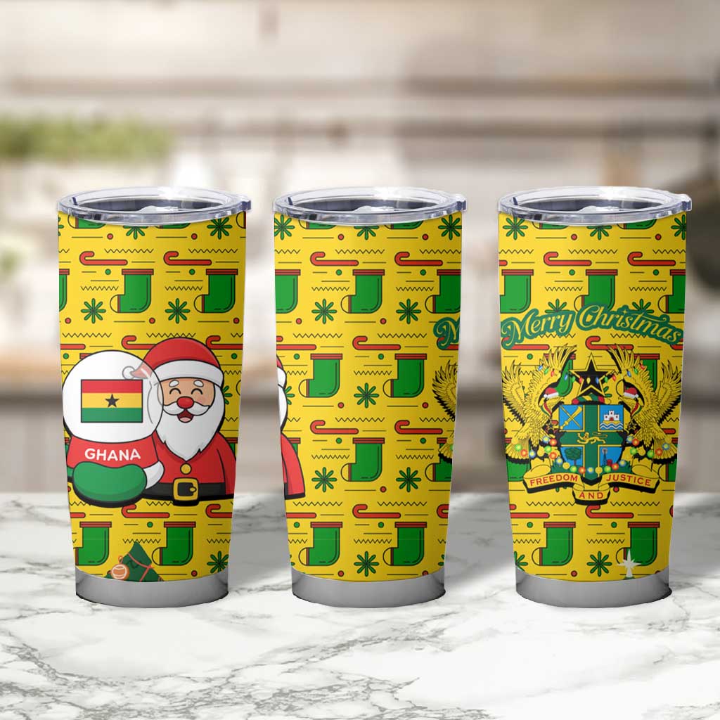 Ghana Christmas Tumbler Cup Santa Ornament National Coat of Arms and Festive - African Pride