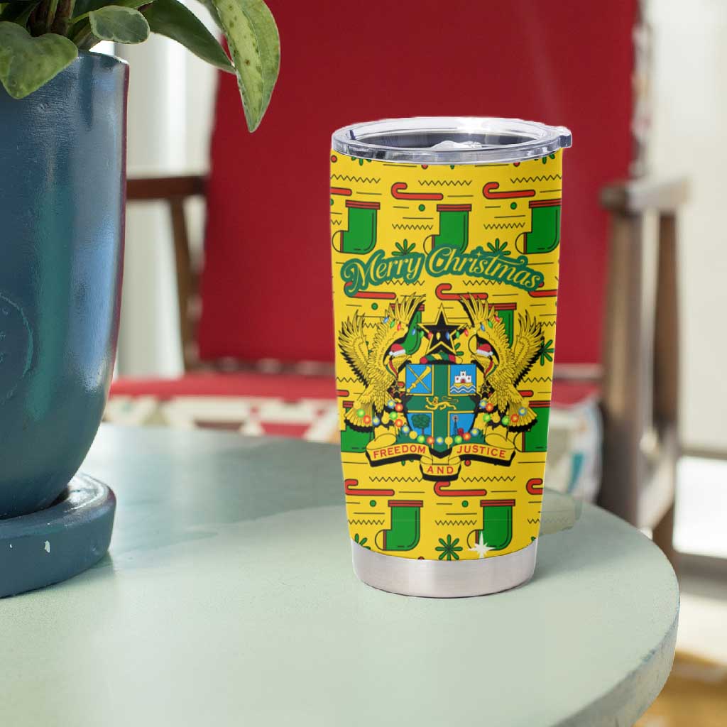 Ghana Christmas Tumbler Cup Santa Ornament National Coat of Arms and Festive - African Pride