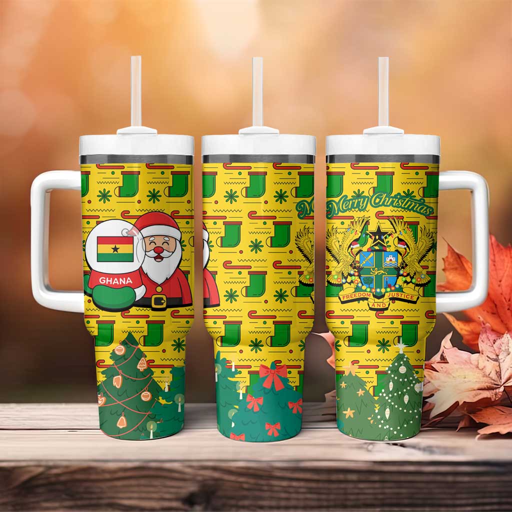 Ghana Christmas Tumbler With Handle Santa Ornament National Coat of Arms and Festive - African Pride