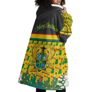 Ghana Christmas Wearable Blanket Hoodie Santa Ornament National Coat of Arms and Festive - African Pride