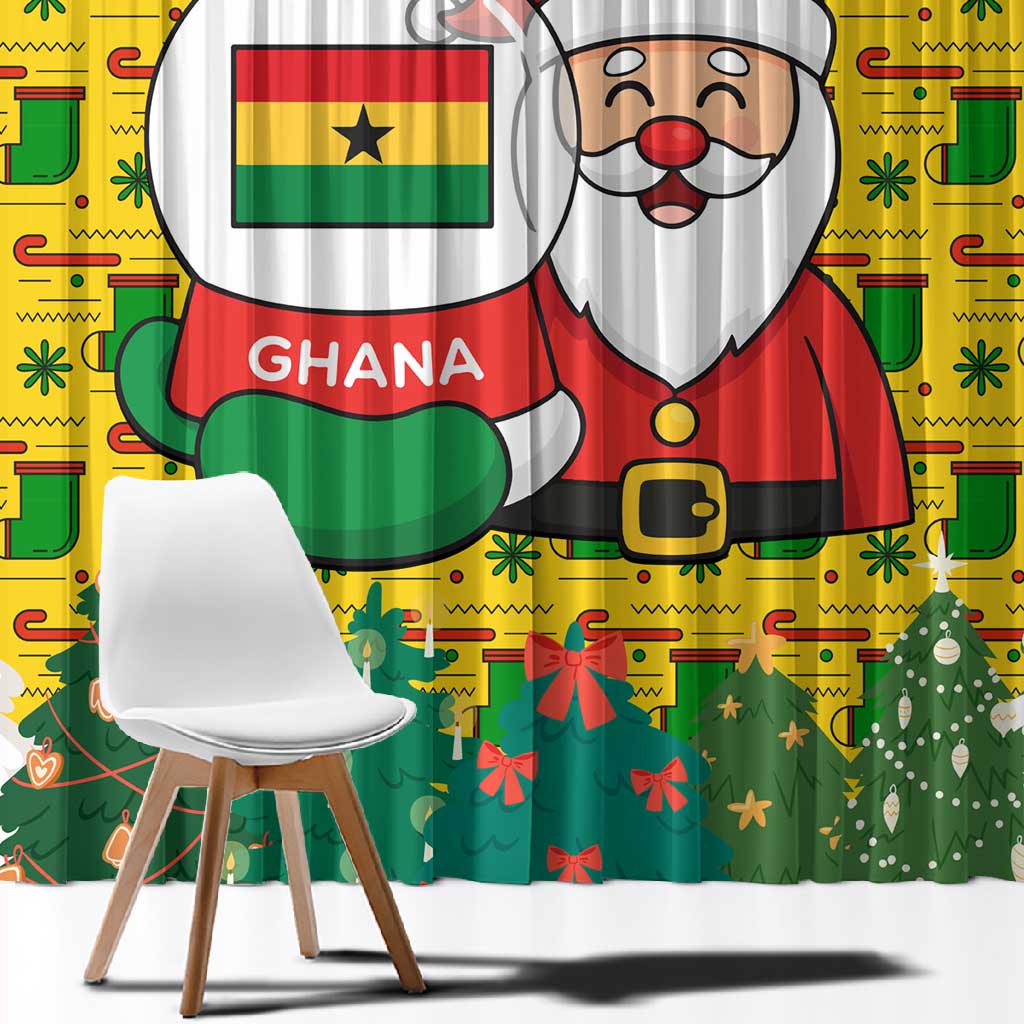 Ghana Christmas Window Curtain Santa Ornament National Coat of Arms and Festive - African Pride