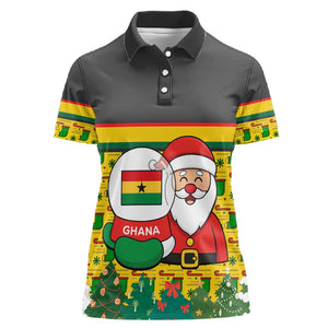 Ghana Christmas Women Polo Shirt Santa Ornament National Coat of Arms and Festive - African Pride