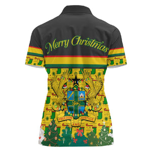 Ghana Christmas Women Polo Shirt Santa Ornament National Coat of Arms and Festive - African Pride