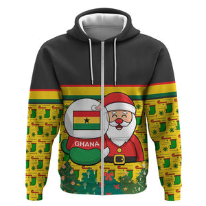 Ghana Christmas Zip Hoodie Santa Ornament National Coat of Arms and Festive - African Pride