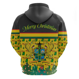Ghana Christmas Zip Hoodie Santa Ornament National Coat of Arms and Festive - African Pride