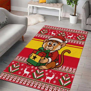 Ghana Christmas Area Rug Monkey Holding Gift Ghana Map and Festive - African Pride