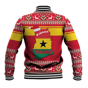 Ghana Christmas Baseball Jacket Monkey Holding Gift Ghana Map and Festive - African Pride