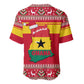 Ghana Christmas Baseball Jersey Monkey Holding Gift Ghana Map and Festive - African Pride